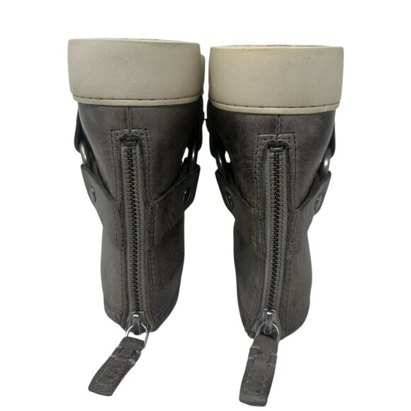 Frye Lena Harness Grey Distressed Leather Platform Bootie 8.5 Equestrian Comfort - Picture 9 of 13